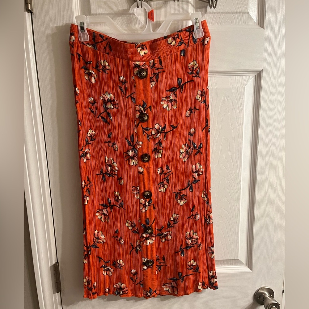 Orange Floral Skirt
